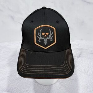 Bone Collector Black Mesh Truckers Cap Hat Stretch Fit S/M Outdoors‎ Hunting